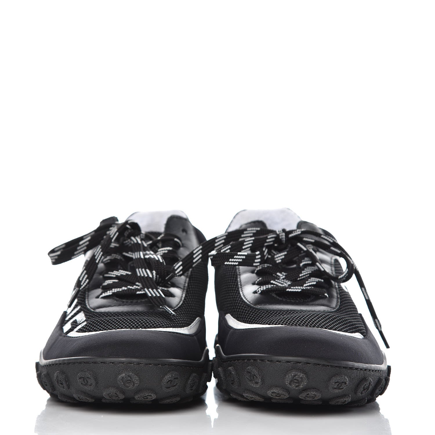Chanel Calfskin Mesh Sneakers 38.5 Black 2 of 8