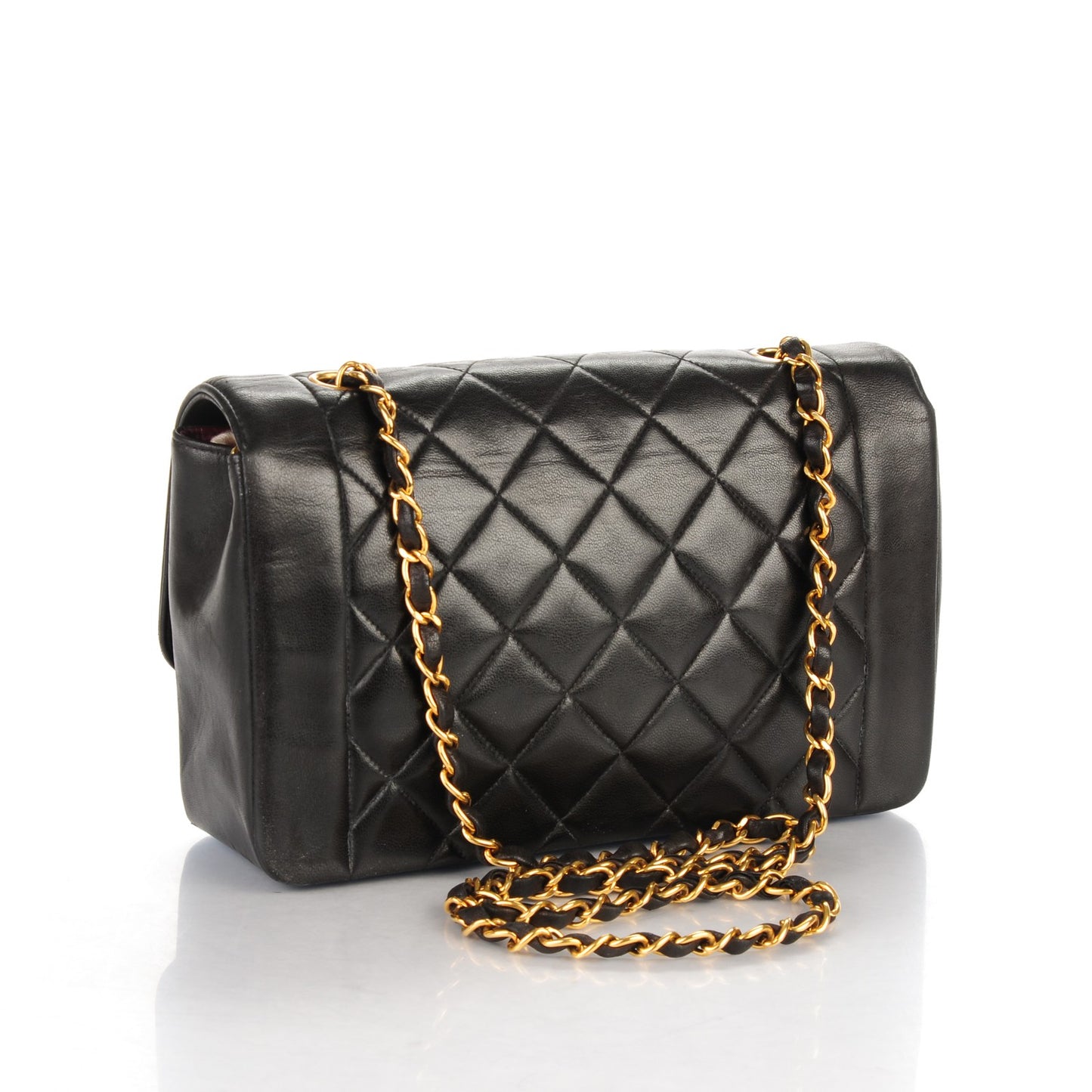 Lambskin Medium Single Flap Black
