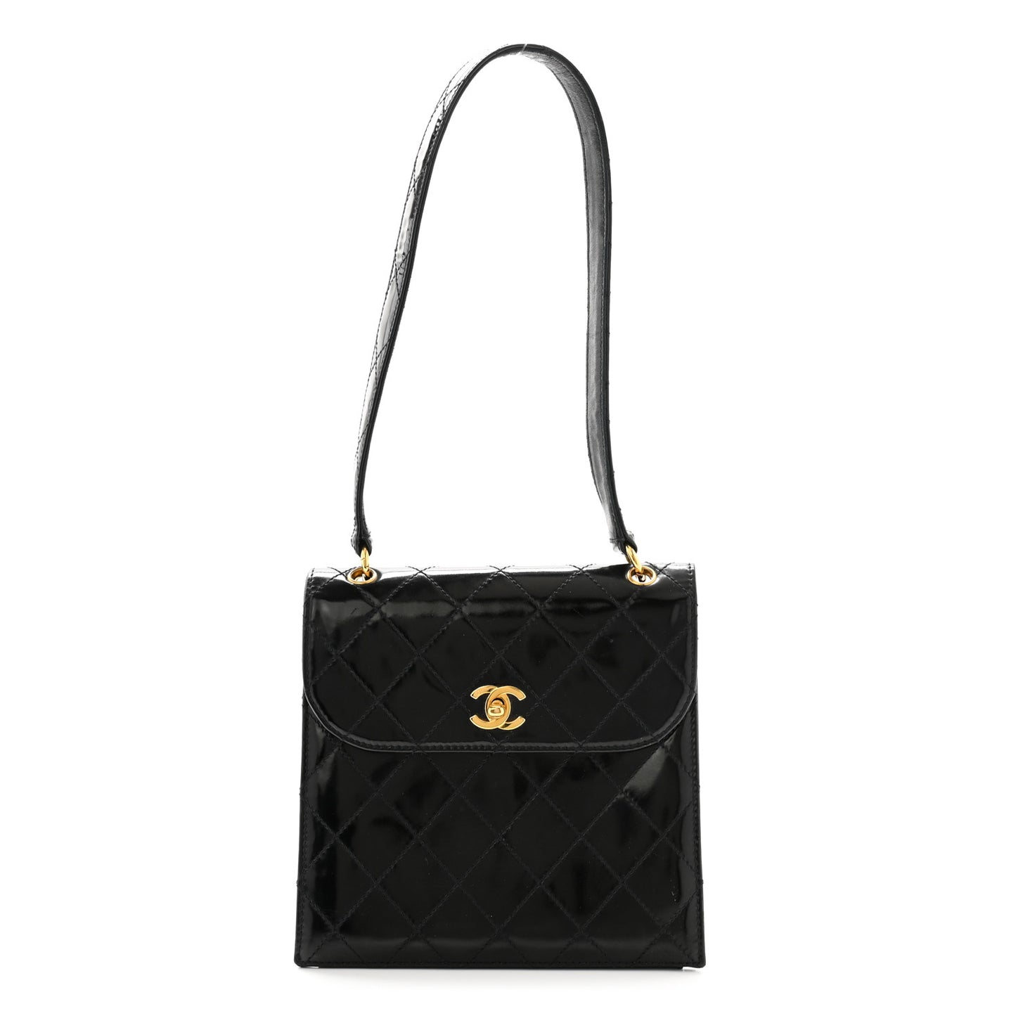 Patent Medium Kelly Flap Black