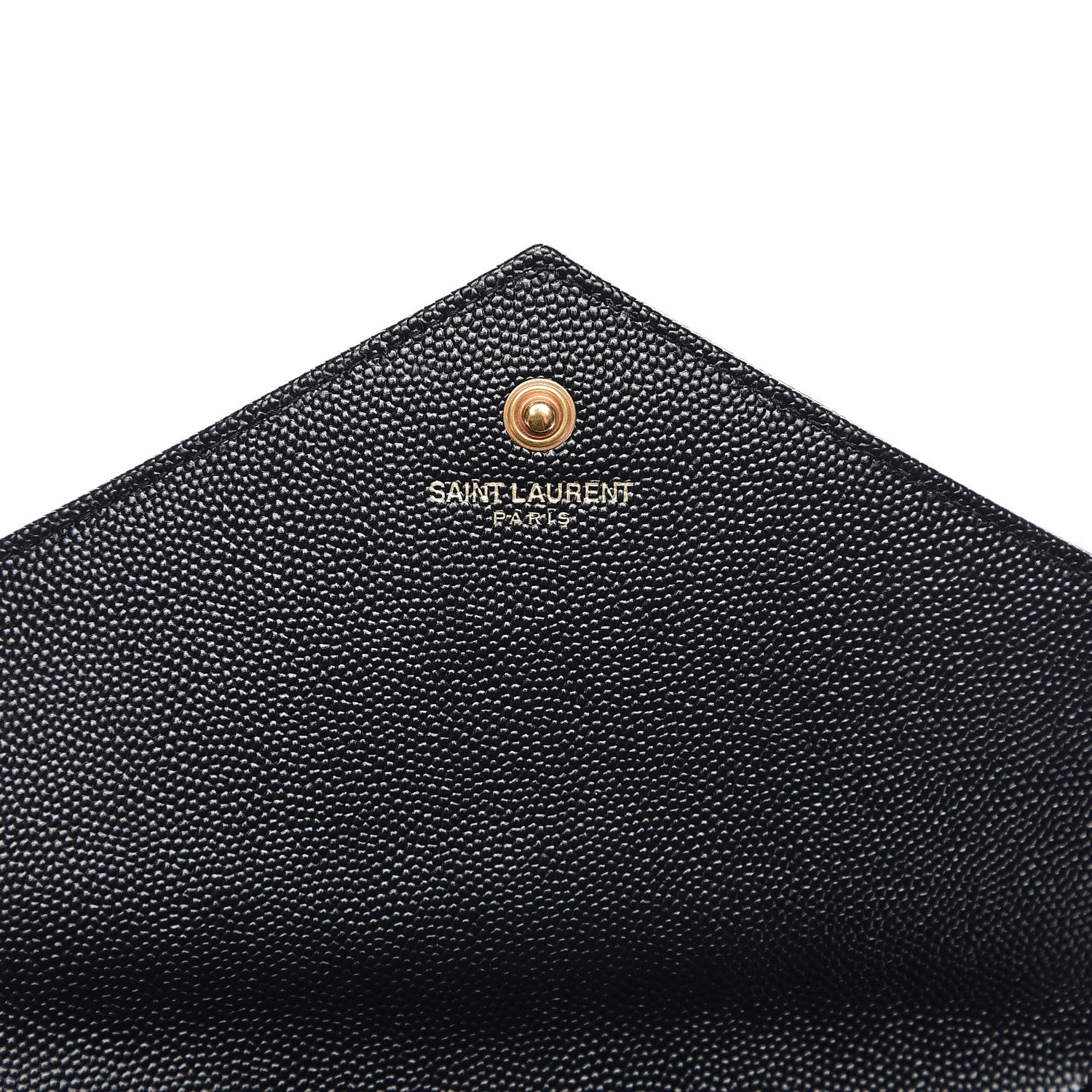 Saint Laurent Grain De Poudre Matelasse Chevron Monogram Chain Wallet Black 6 of 8