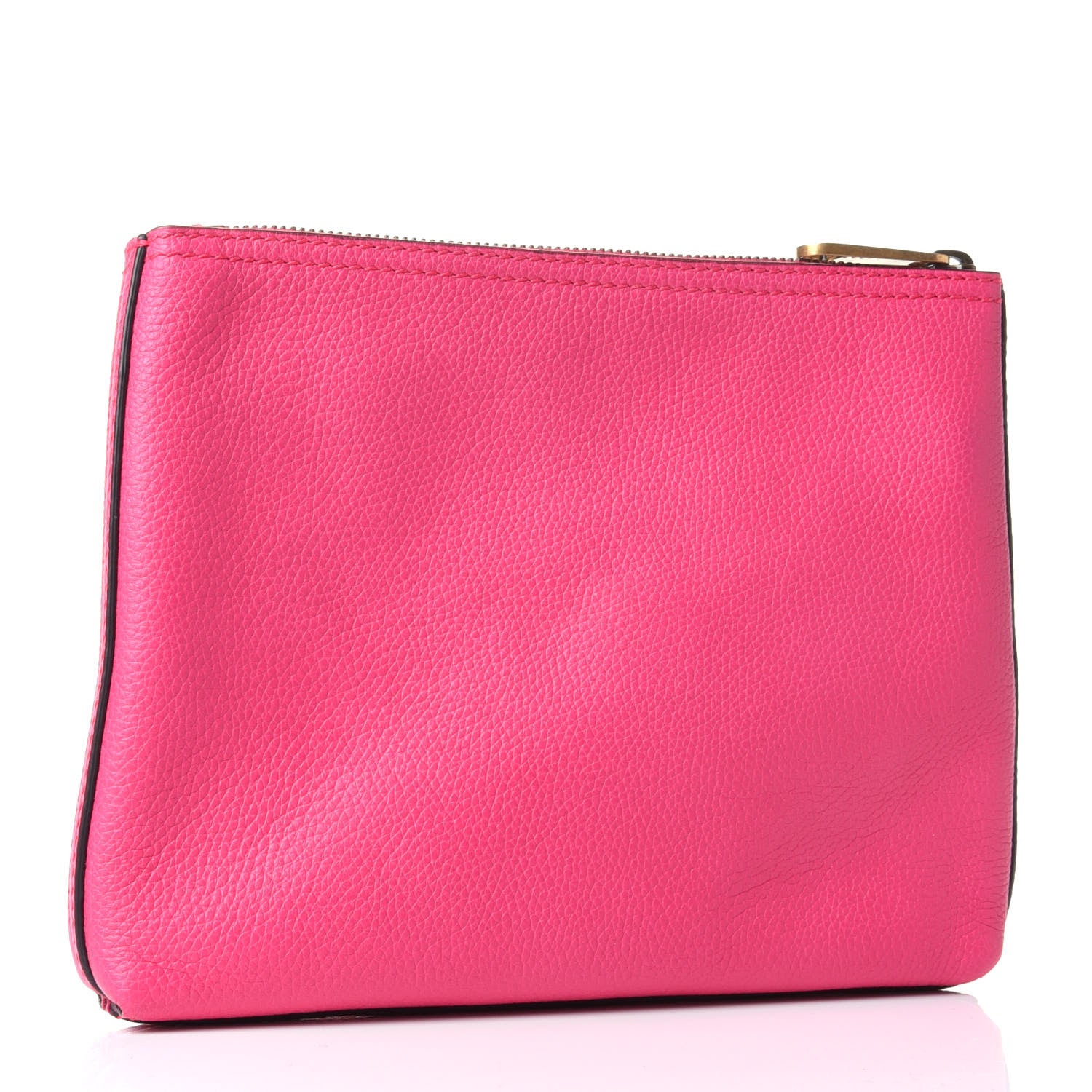 Gucci Pebbled Calfskin Medium Logo Portfolio Clutch Box Pink Green 2 of 4