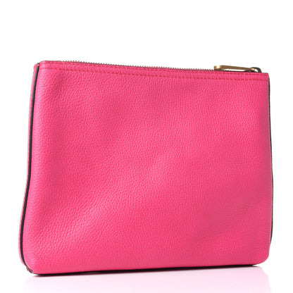 Gucci Pebbled Calfskin Medium Logo Portfolio Clutch Box Pink Green 2 of 4
