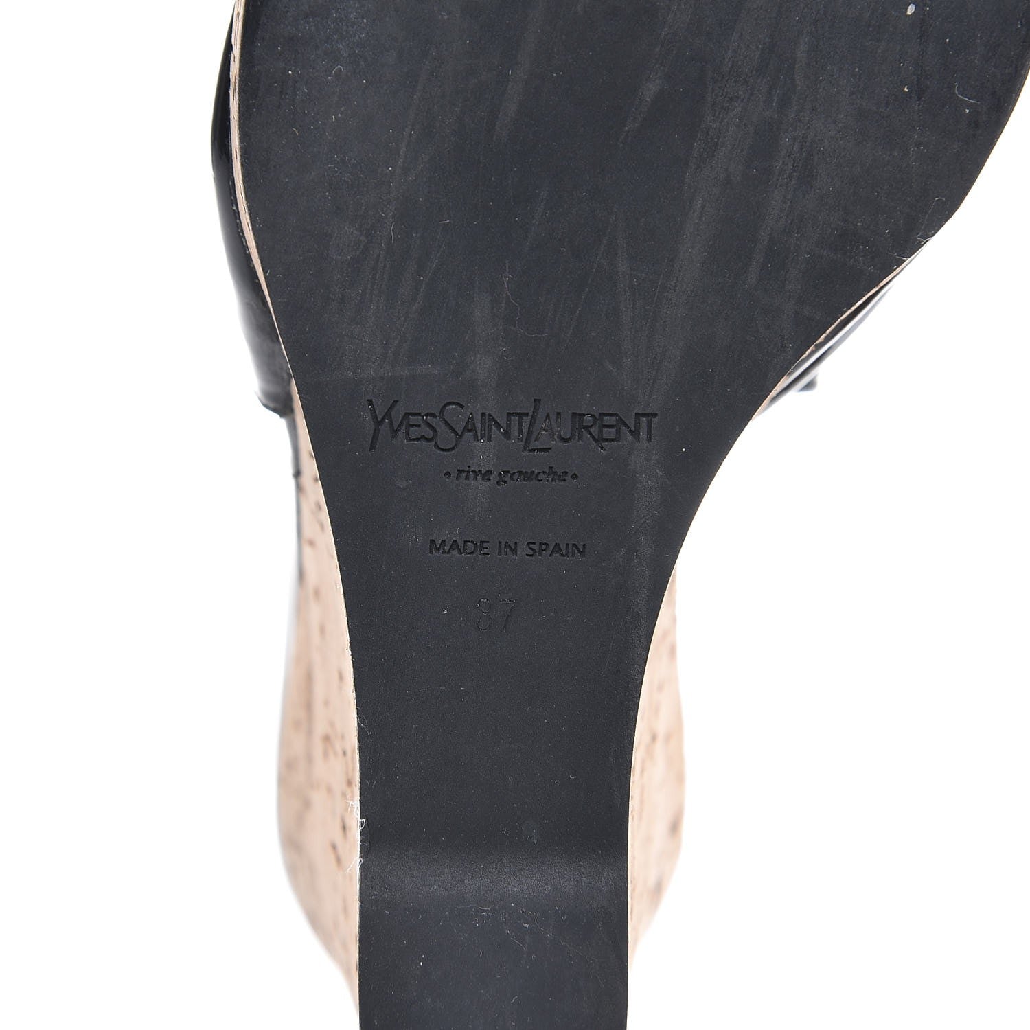 Saint Laurent Patent Cork Lili 100 Wedge Sandals 37 Black 8 of 13