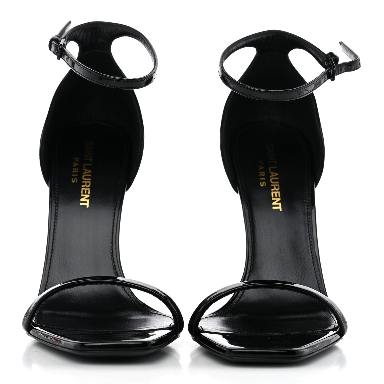 Saint Laurent Patent Calfskin Opyum 110 Sandals 37.5 Black 2 of 9