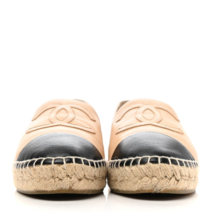 Chanel Lambskin CC Espadrilles 38 Beige Black 2 of 11