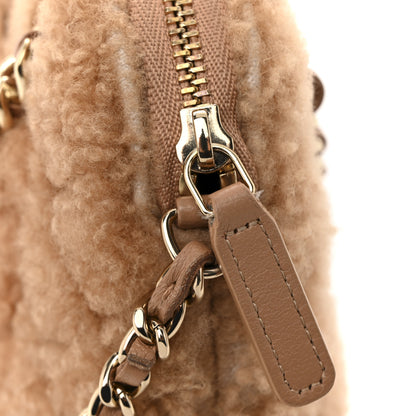 Chanel Shearling Quilted Shiny Coco Clutch With Chain Dark Beige 12 of 13