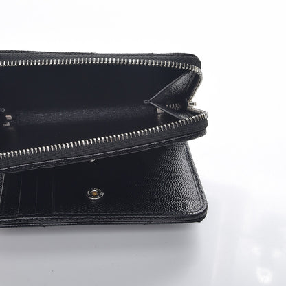 Saint Laurent Grain De Poudre Matelasse Chevron Monogram Compact Zip Around Wallet Black 6 of 9