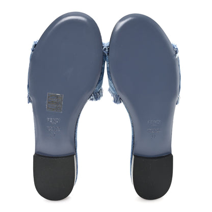 Fendi Denim Womens Sunshine Slide Sandals 37 Blue 6 of 9