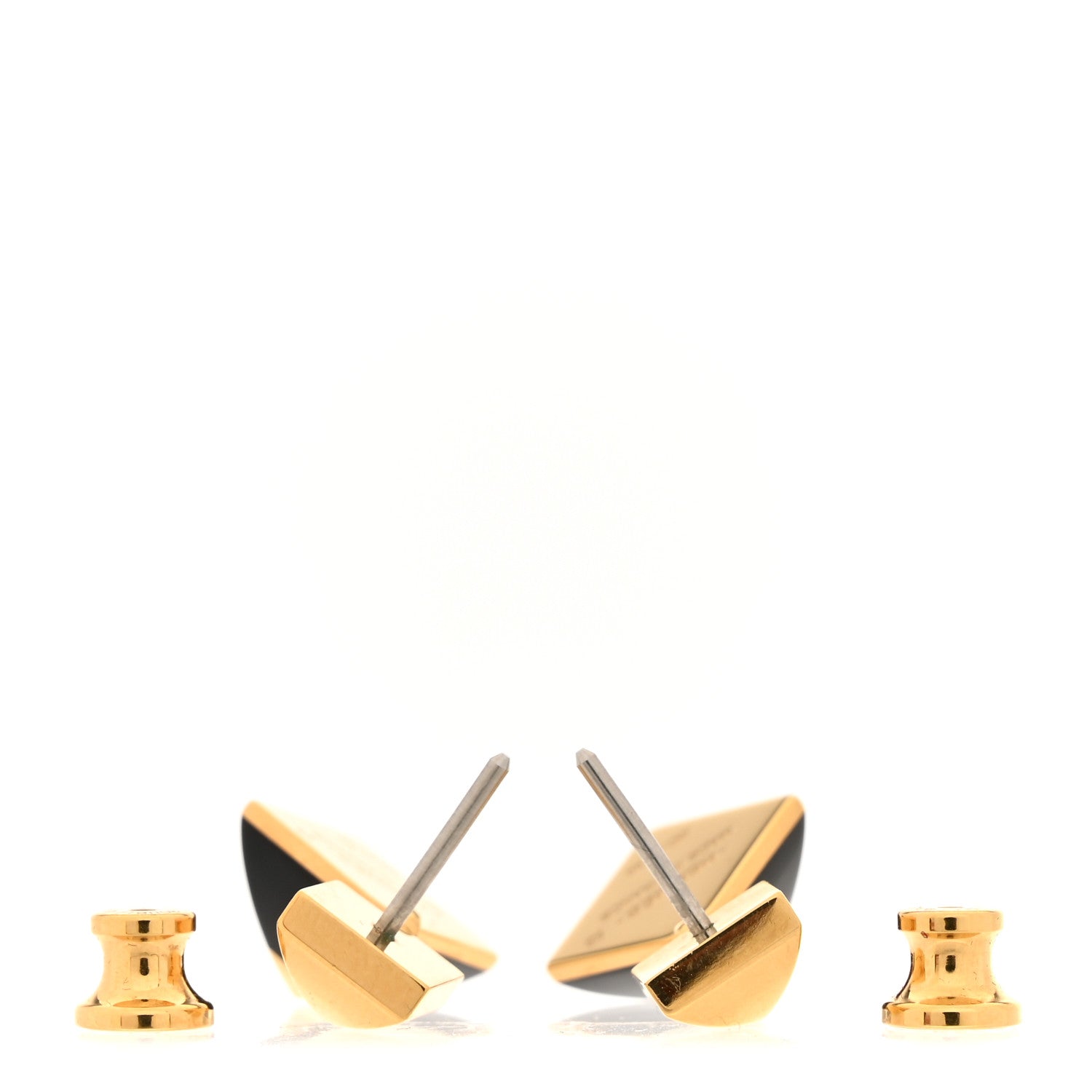 Hermes Lacquered Gold Medor Folk Earrings Black 3 of 5