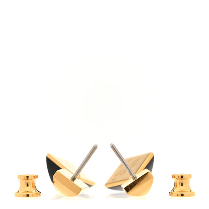 Hermes Lacquered Gold Medor Folk Earrings Black 3 of 5