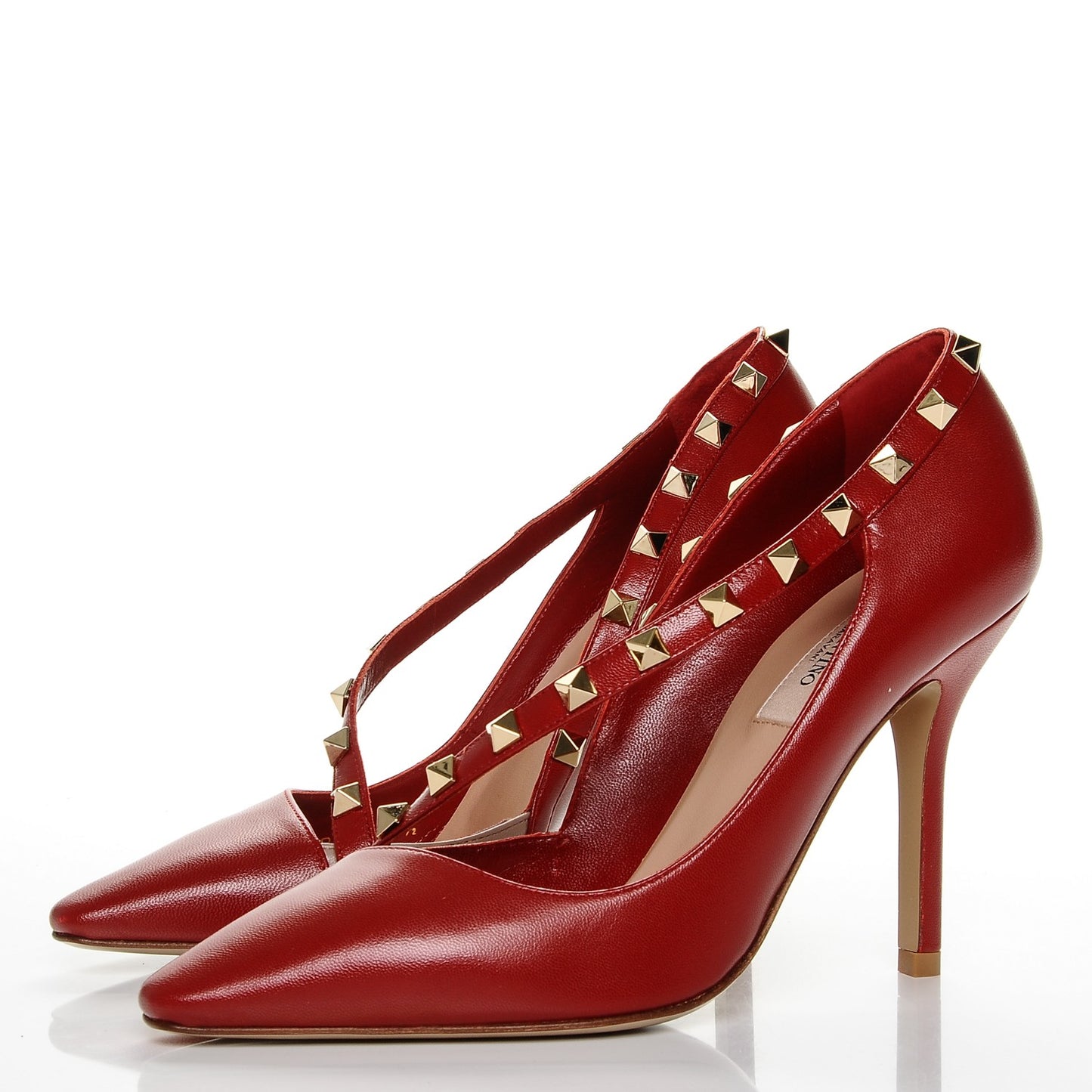 Nappa Rockstud Cross Strap D'Orsay 105mm Pumps 36.5 Rosso Valentino
