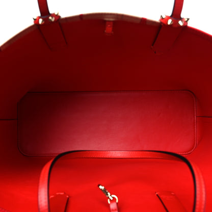 Christian Louboutin Calfskin Spikes Loubi Print East West Cabata Tote Kraft Red 6 of 11