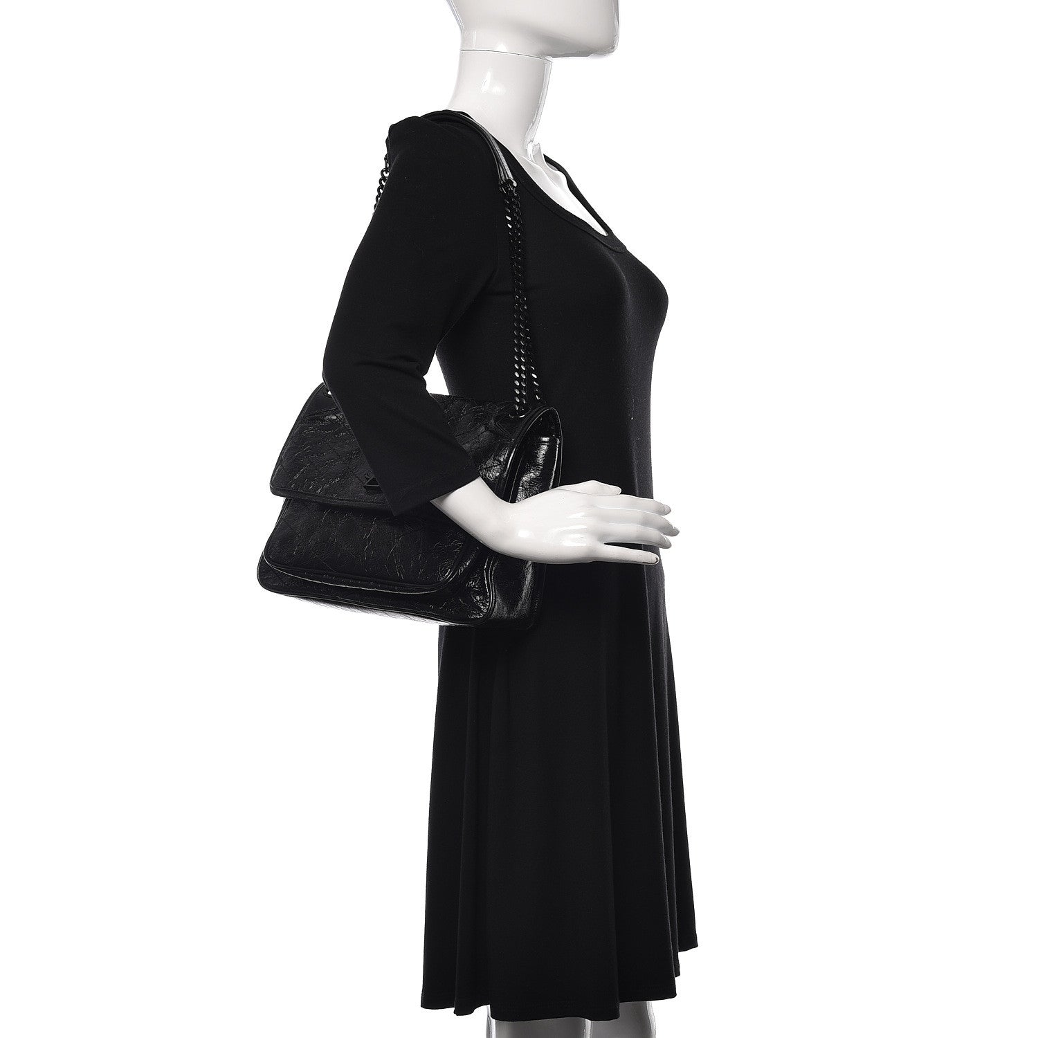Saint Laurent Crinkled Calfskin Matelasse Monogram Medium Niki Chain Satchel Black 2 of 10