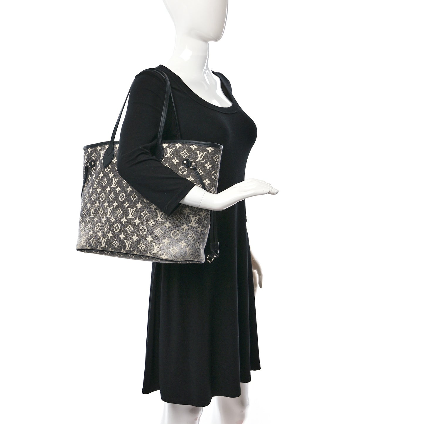 Denim Monogram Jacquard Neverfull MM Grey