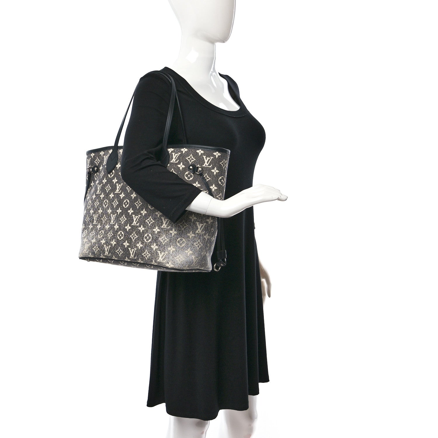 Louis Vuitton Denim Monogram Jacquard Neverfull MM Grey 2 of 9