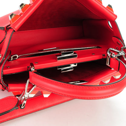 Fendi Vitello Seta Studded Medium Peekaboo Iconic Satchel Fiamma 5 of 7
