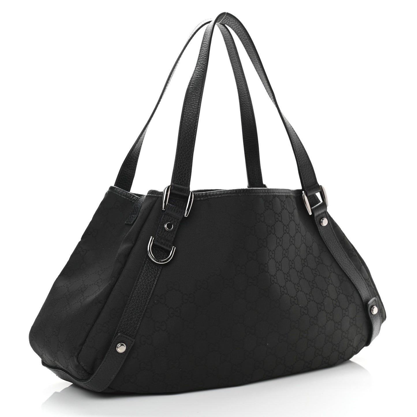 Nylon Monogram Medium Abbey Shoulder Bag Black