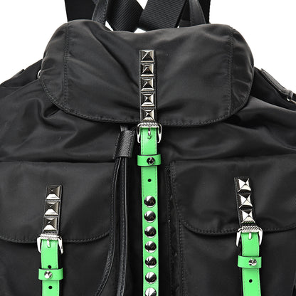 Prada Nylon New Vela Studded Backpack Black Green 8 of 11