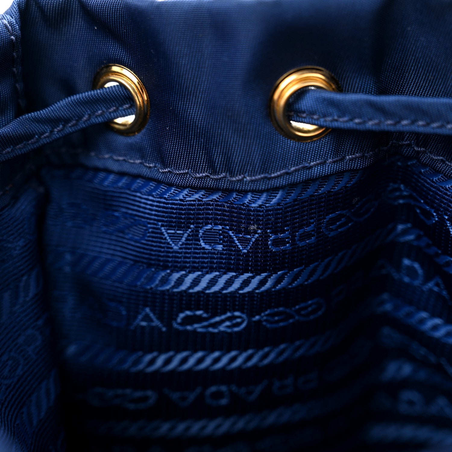 Prada Saffiano Tessuto Nylon Bucket Wristlet Royal 8 of 9