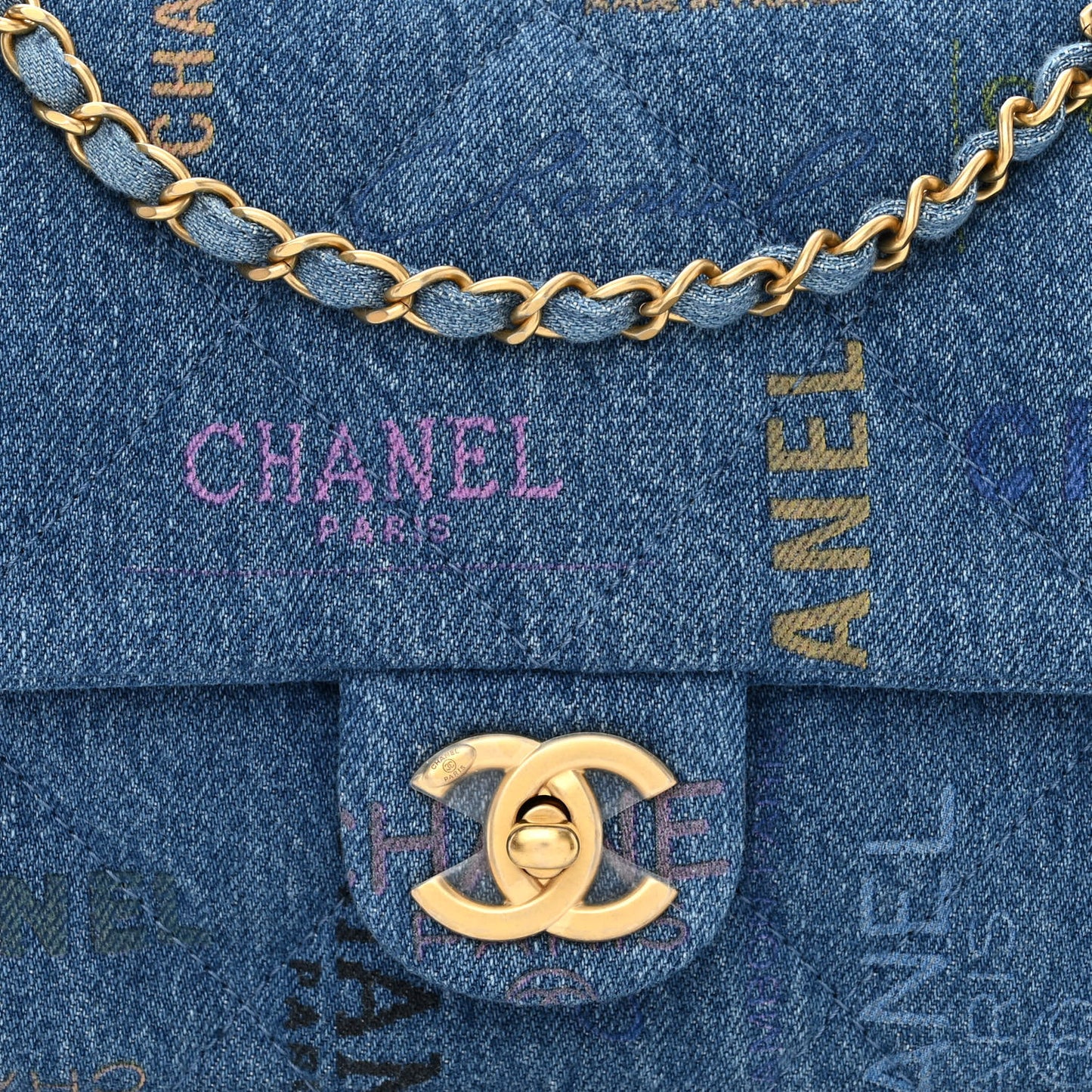 Denim Quilted Denim Large Mood Flap Blue Multicolor