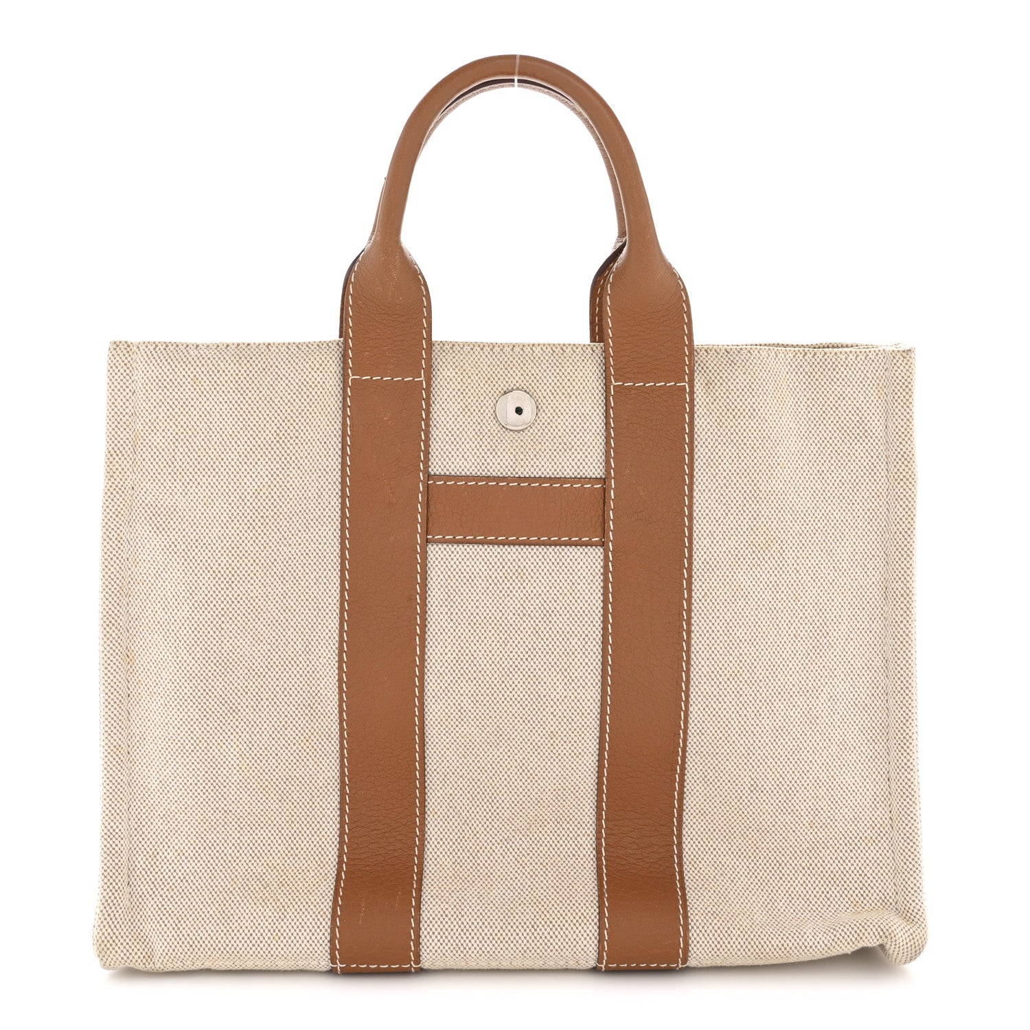 Hermes Toile Taurillon Clemence Sac Harnais Tote PM Beige Gold 1 of 13