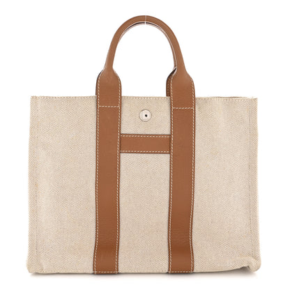 Hermes Toile Taurillon Clemence Sac Harnais Tote PM Beige Gold 1 of 13