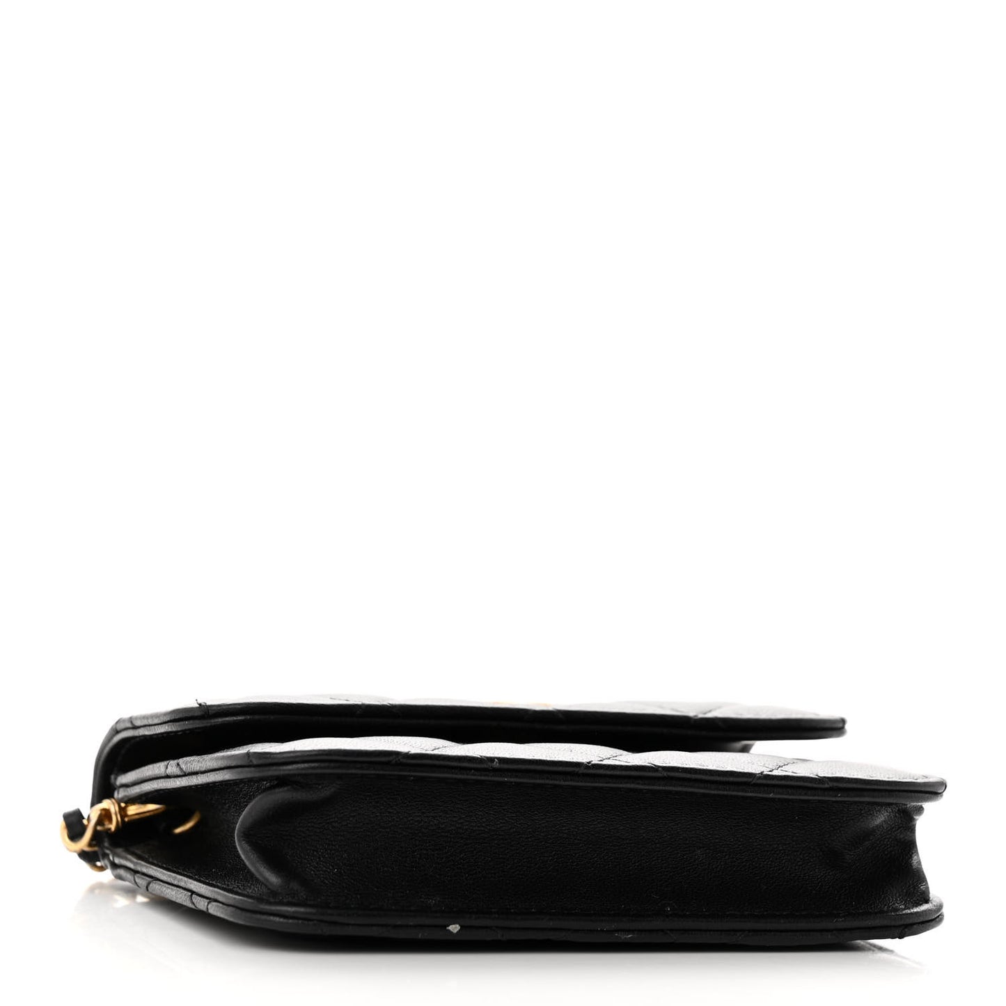 Lambskin Quilted Pearl Crush Clutch With Chain Black