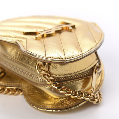 Saint Laurent Metallic Calfskin Matelasse Chevron Monogram Small Love Heart Chain Bag Gold 6 of 12