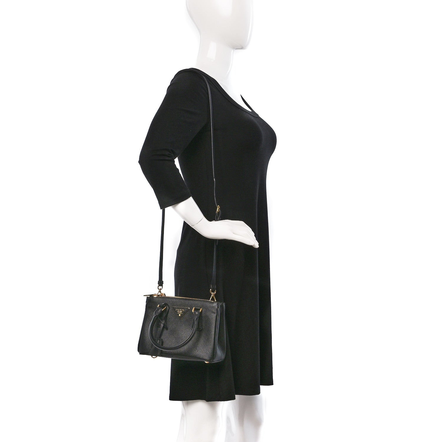 Prada Saffiano Lux Mini Galleria Double Zip Tote Black 2 of 8