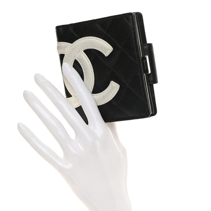 Chanel Calfskin Quilted Cambon Bi-Fold Wallet Black White 2 of 12