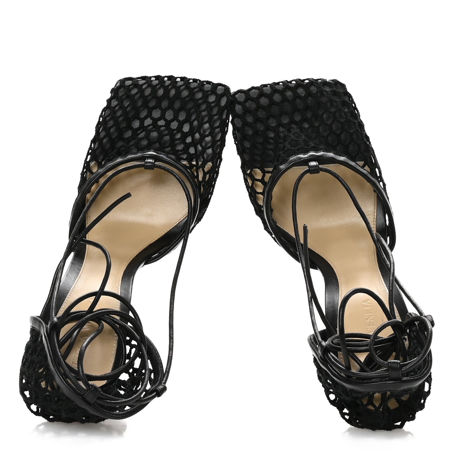 Bottega Veneta Mesh Nappa Stretch Ankle Tie Sandals 40 Black 2 of 8