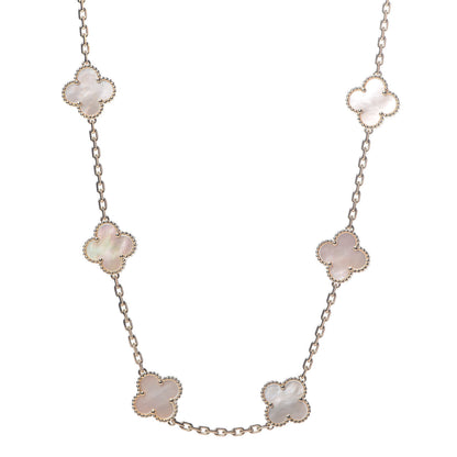 Van Cleef & Arpels 18K Yellow Gold Mother of Pearl 10 Motifs Vintage Alhambra Necklace 1 of 7