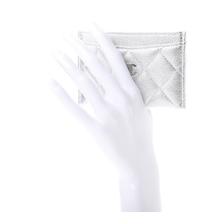 Chanel Metallic Lambskin Quilted Card Holder Silver 2 of 9