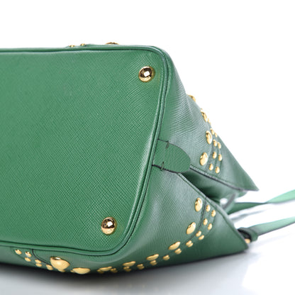 Prada Saffiano Studded Bijou Tote Verde 7 of 10
