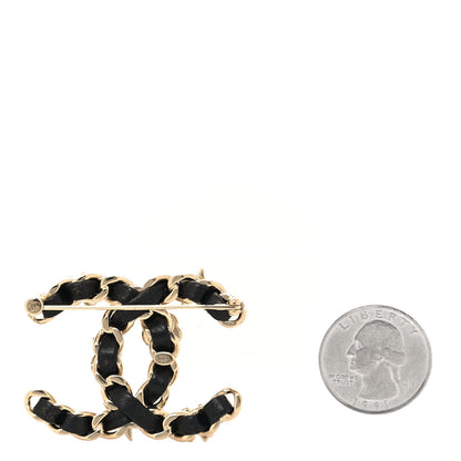 Chanel Lambskin Pearl Strass Sergeant Chanel Brooch Black Gold 2 of 4