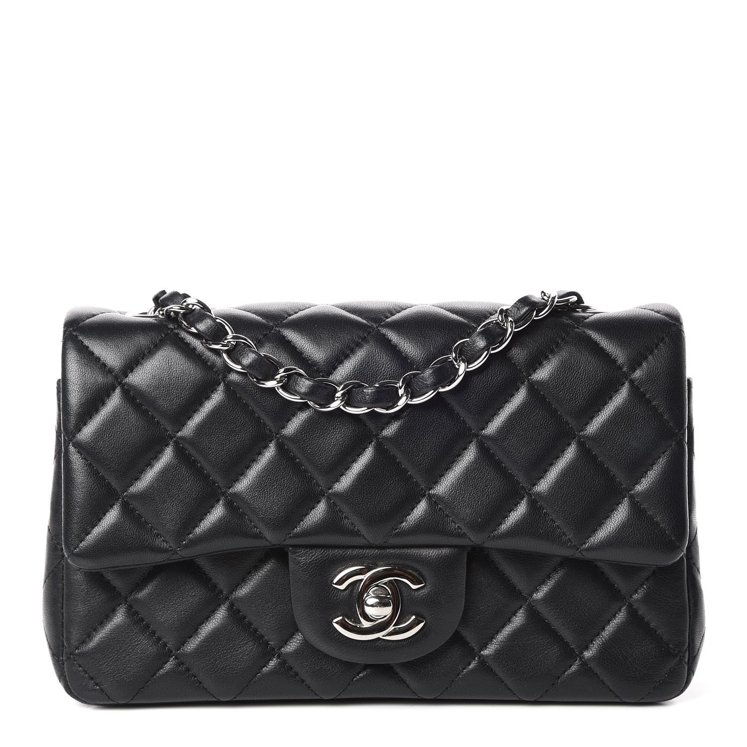 Chanel Lambskin Quilted Mini Rectangular Flap Black 1 of 9