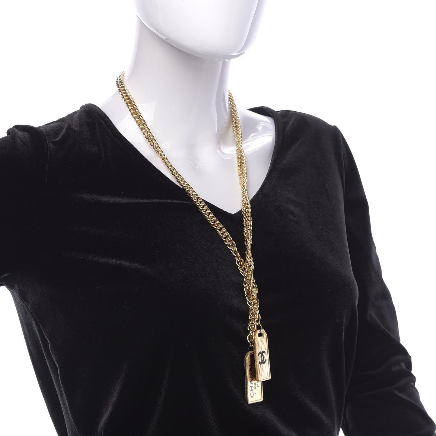 Metal ID Dog Tag Charm Necklace Gold