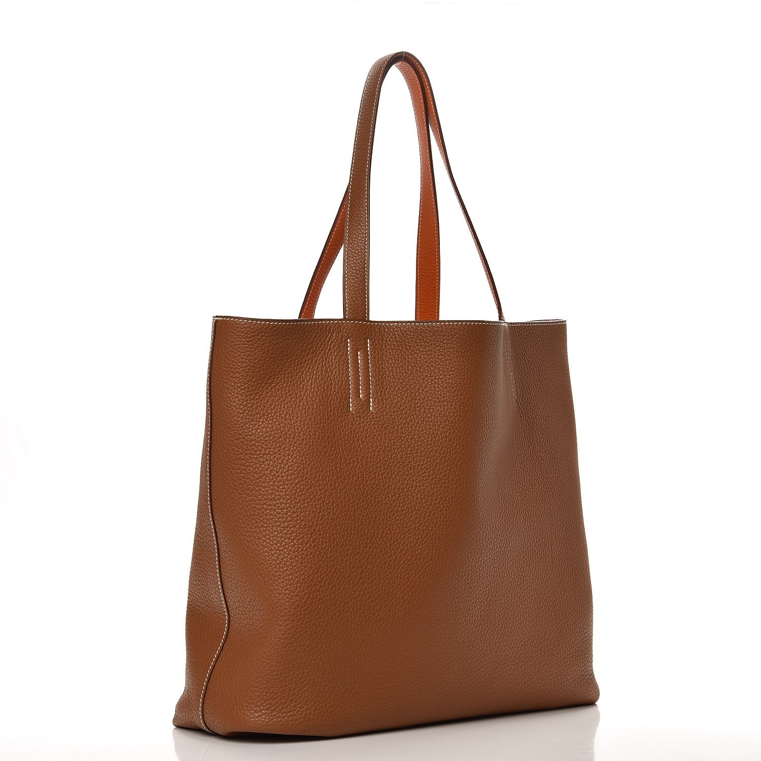 Hermes Taurillon Clemence Double Sens 36 Reversible Tote Orange Gold 6 of 12