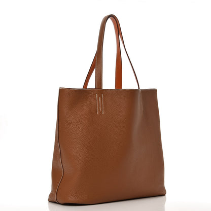 Hermes Taurillon Clemence Double Sens 36 Reversible Tote Orange Gold 6 of 12