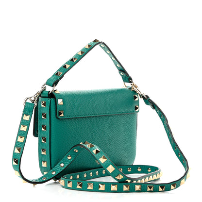 Valentino Garavani Grainy Calfskin Rockstud Crossbody Pouch Ultra Marine Green 3 of 10