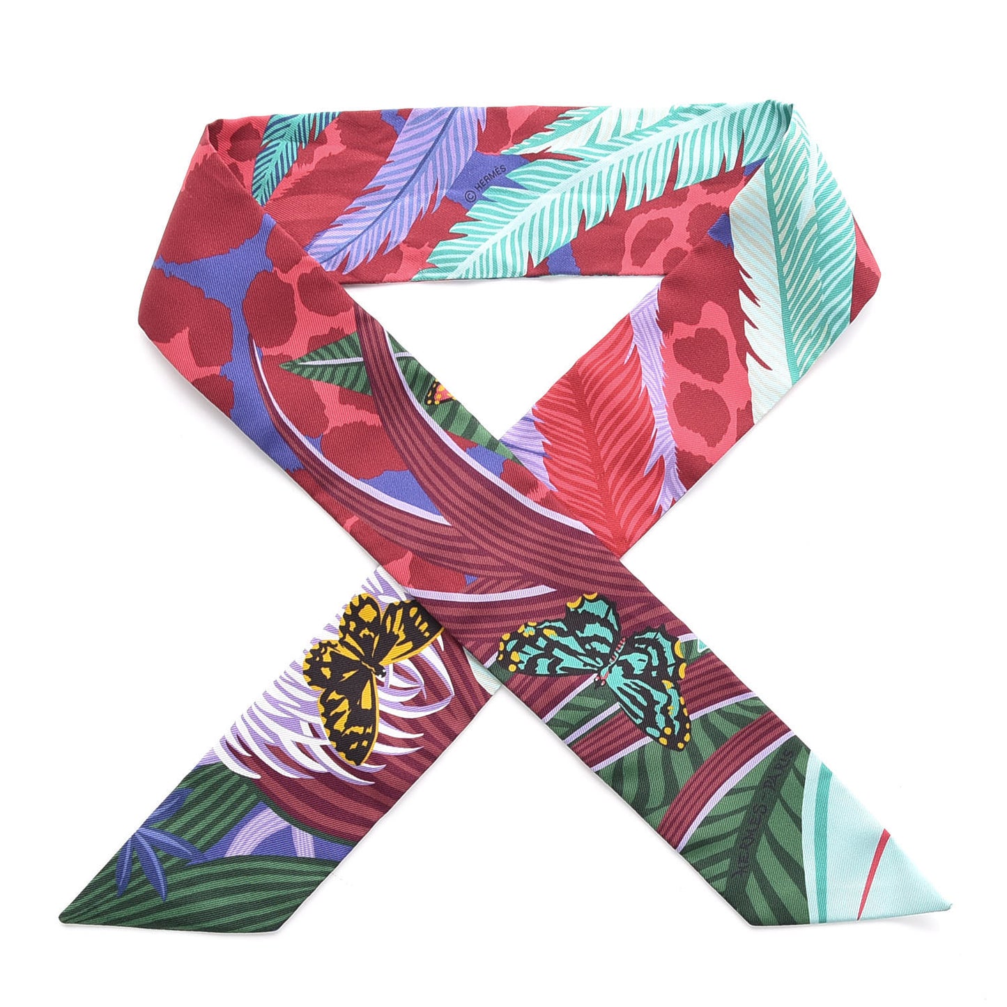 Silk Jaguar Quetzal Twilly Bordeaux Vert Bleu