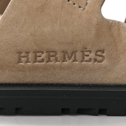 Hermes Suede Goatskin Womens Chypre Sandals 41 Beige Argile 8 of 10