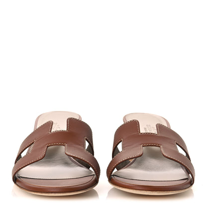 Hermes Calfskin Oasis Sandals 38.5 Gold 3 of 11