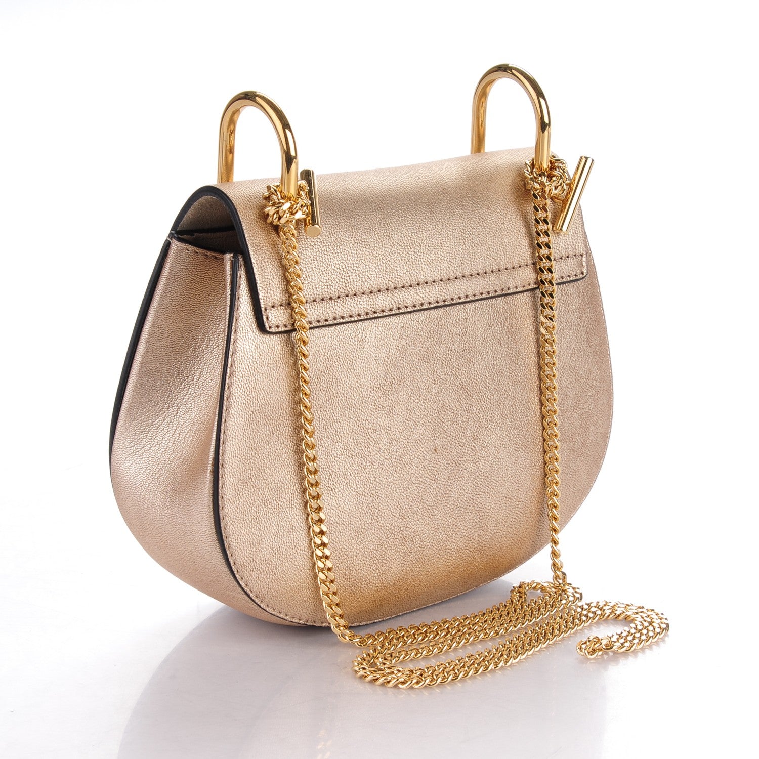 Chloe Metallic Goatskin Mini Drew Shoulder Bag Abstract Gold 3 of 7