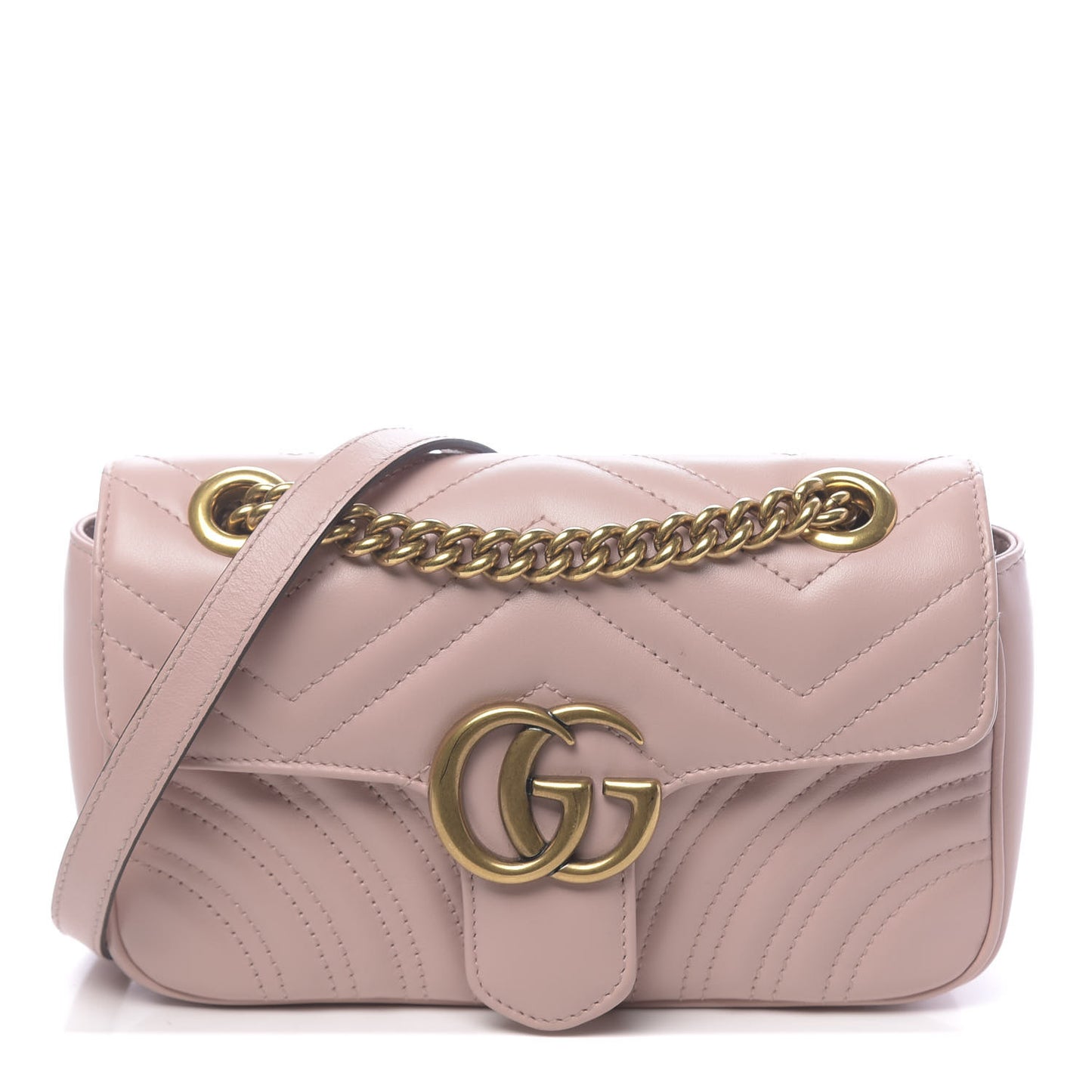 Calfskin Matelasse Mini GG Marmont Shoulder Bag Perfect Pink