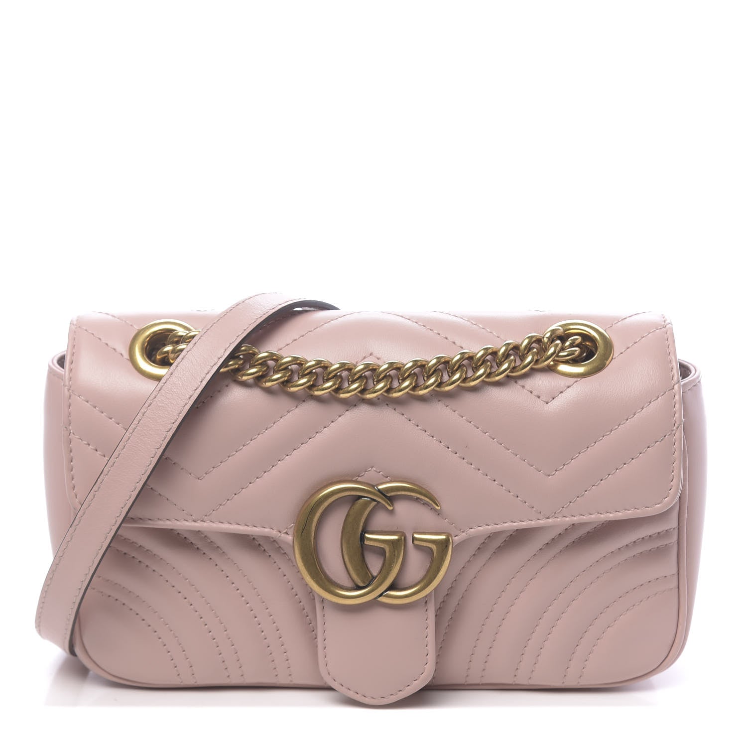 Gucci Calfskin Matelasse Mini GG Marmont Shoulder Bag Perfect Pink 1 of 10