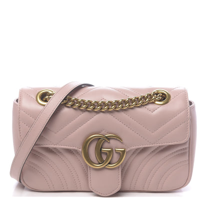 Gucci Calfskin Matelasse Mini GG Marmont Shoulder Bag Perfect Pink 1 of 10
