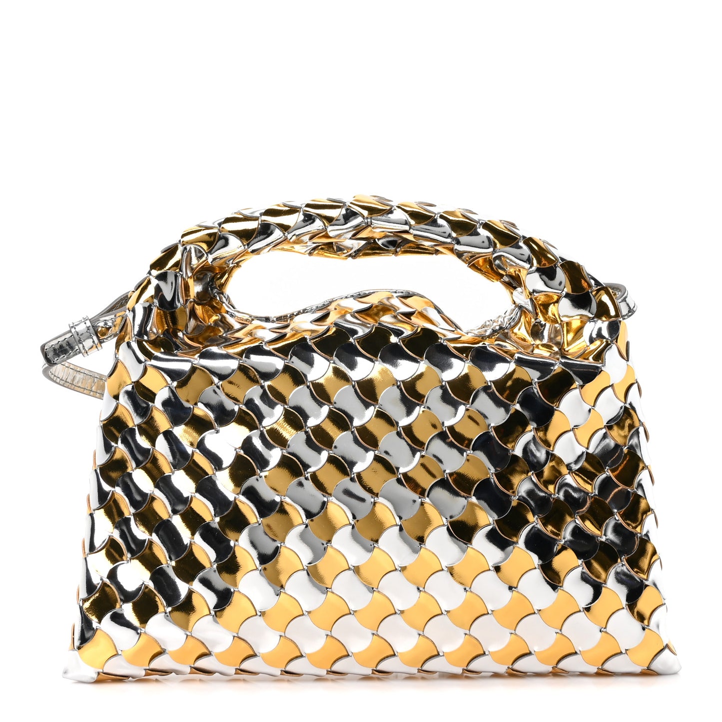 Metallic Lambskin Intrecciato Mini Hop Silver Gold