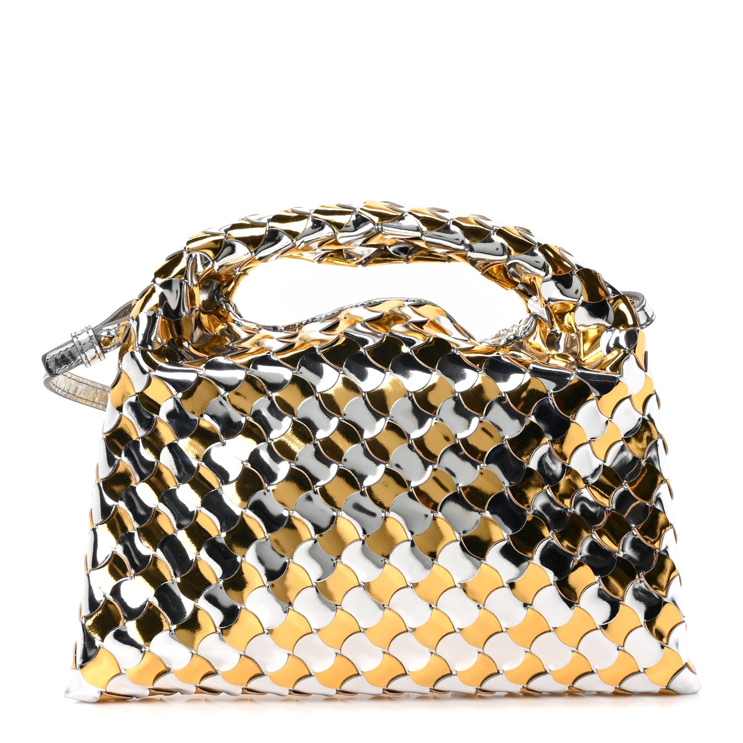 Bottega Veneta Metallic Lambskin Intrecciato Mini Hop Silver Gold 1 of 9