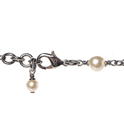 Chanel Crystal Pearl CC Long Necklace Silver 5 of 5